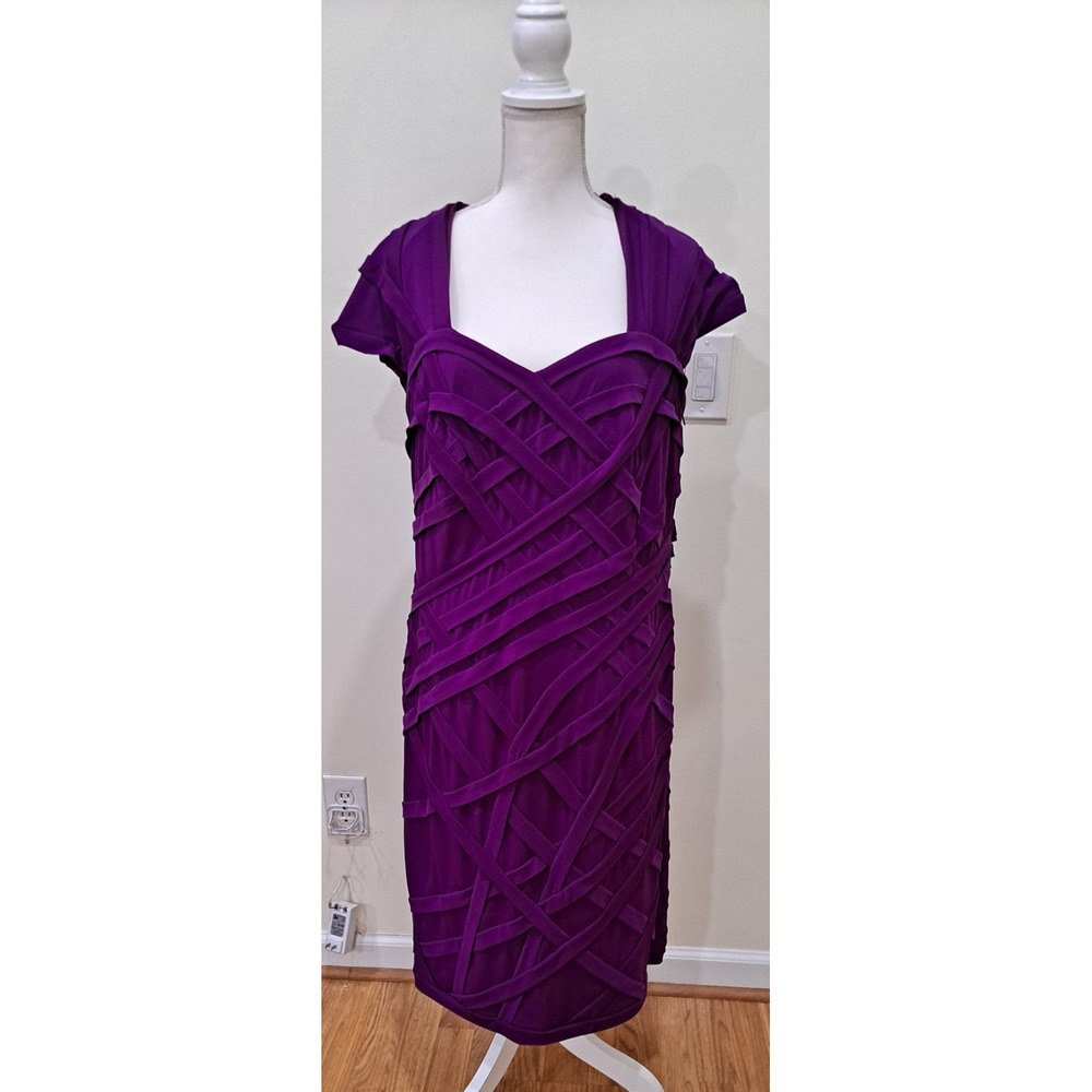1XL Tadashi Shoji Purple Strappy Side Zipper Party Dress